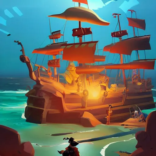 Prompt: painting pirate city sea of thieves game smooth median photoshop filter cutout vector, behance hd by jesper ejsing, by rhads, makoto shinkai and lois van baarle, ilya kuvshinov, rossdraws global illumination