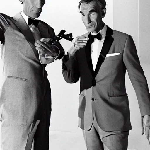 Prompt: bill nye as james bond, dr. no iconic still