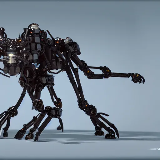 Image similar to hexapod beast, robotic, convex, kitbashing, robot, unreal engine, 4 k