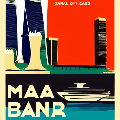 Prompt: poster of marina bay sands designed by saul bass