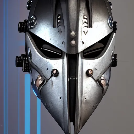 Image similar to cyberpunk viking helmet mask robot ninja illumination ray tracing hdr fanart arstation by sung choi and eric pfeiffer and gabriel garza and casper konefal