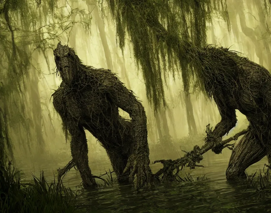 Image similar to swamp monster, realistic, beautiful texture, beautiful graphics, fantasy artwork, very beautiful scenery, hd, hdr, ue 5, ue 6, unreal engine 5, cinematic 4 k wallpaper, 8 k, ultra detailed