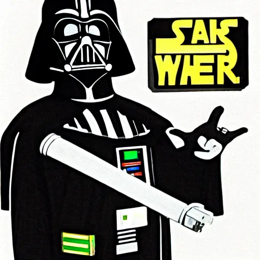 Prompt: darth vader from the simpsons ( 1 9 8 9 sitcom )