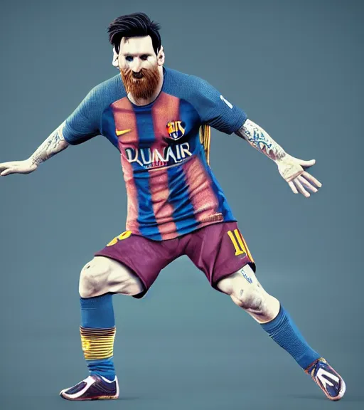 Image similar to lionel messi, body made of noodles, unreal engine, daz, hyperrealistic, octane render, dynamic lighting, intricate detail, cinematic