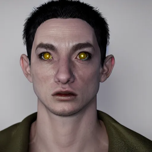 Prompt: creature who is half human and half demon 8k Unreal Engine Hyperrealism