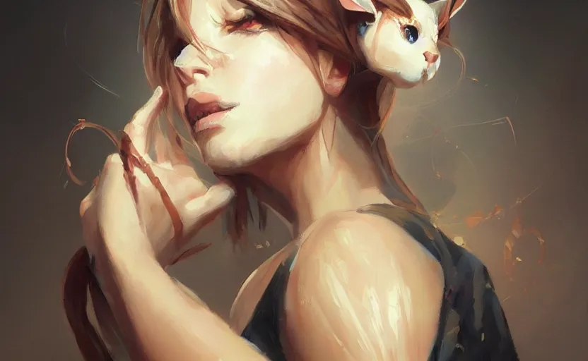 Prompt: a painting of swervy trending on artstation in the style of greg rutkowski, beautiful, sensual, natural skin, woman with neko ears