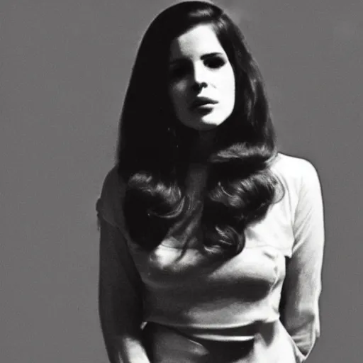 Prompt: lana Del Rey mugshot, 1970s, big hair