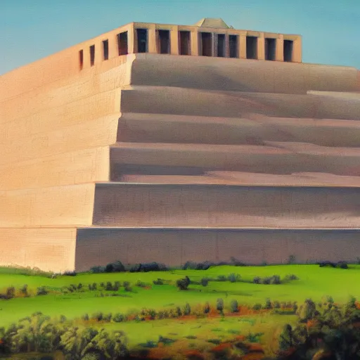 Image similar to a beautiful painting of a ziggurat, photorealist, 4 k