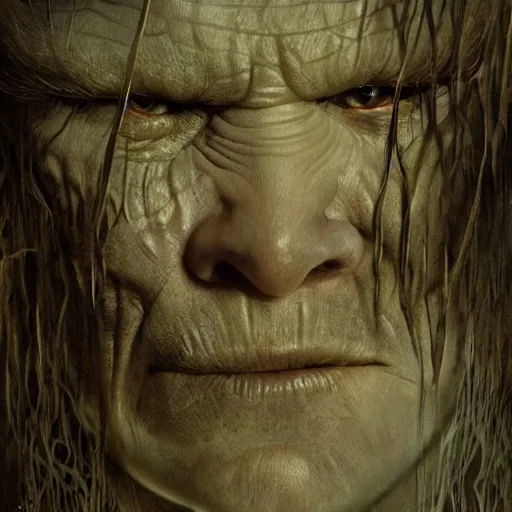 Image similar to rotten stem formed like the face of nick nolte in the swamp, at dusk, misty athmosphere, ultra realistic, concept art, intricate details, eerie, highly detailed, photorealistic, octane render, 8 k, unreal engine. art by ed binkley and ellen jewett and artgerm and greg rutkowski and alphonse mucha