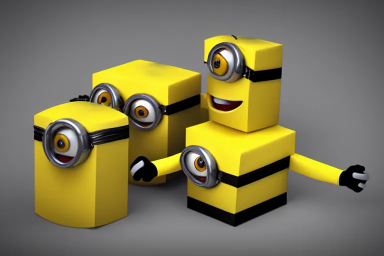 Image similar to 3d render of a Minion cube