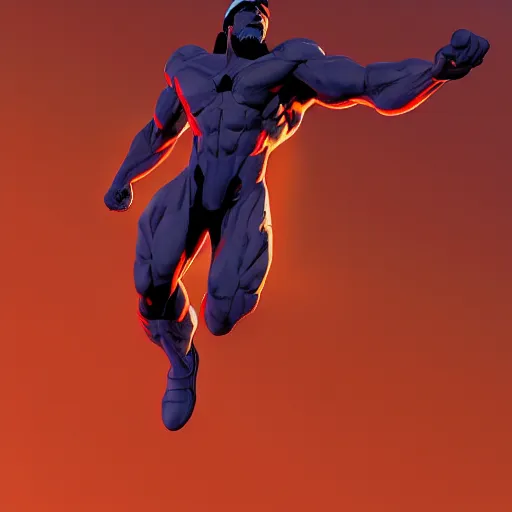 Prompt: Invincible (Image Comics) flying in an heroic pose, trending on artstation, volumetric lighting, micro details, ray tracing, 8k