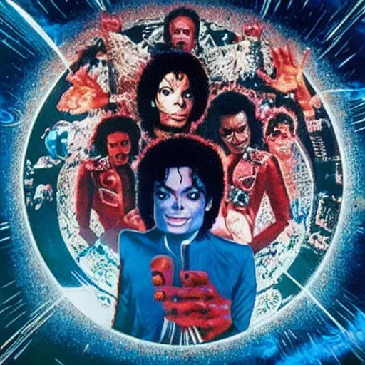 Prompt: Michael jackson blue thriller, cosmic ET style