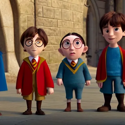 Prompt: Harry Potter in pixar film,