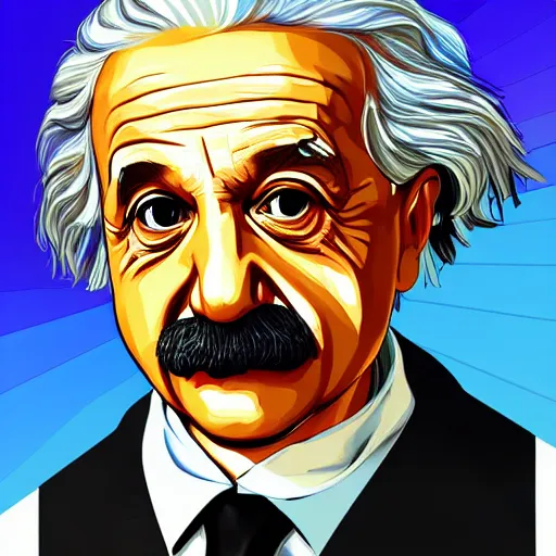 Prompt: illustration gta 5 artwork of albert einstein, in the style of gta 5 loading screen, by stephen bliss