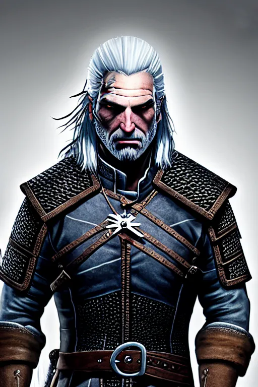 Image similar to full body portrait of geralt of rivia, casual clothes, 5 5 mm lens, professional photograph, black and white, times magazine, serious