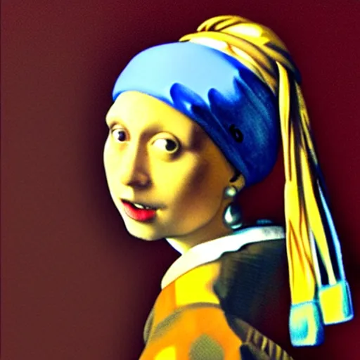 Image similar to orange cat with a pearl earring by jan vermeer, headshot, 8 k