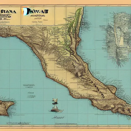 Prompt: 1800's Map of Hawaii