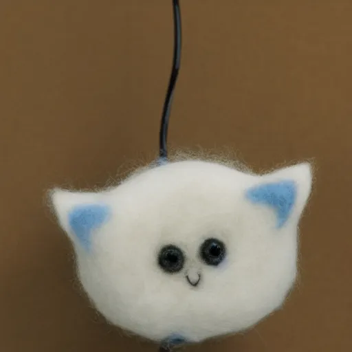 Image similar to photo of an intricately detailed representation of a accurate cat-bat made out of needle felt.