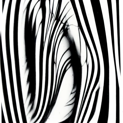 Prompt: continuous spiral single line contour op art, mary louise brooks