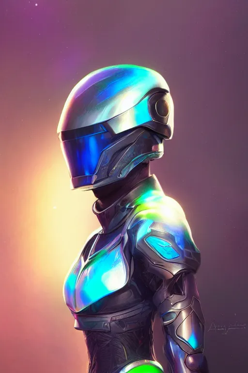 Prompt: Amanda 89asdjkqw in a futuristic spacesut highly detailed digital painting artstation concept art by artgerm and greg rutkowsi, holographic helmet, neon highlights