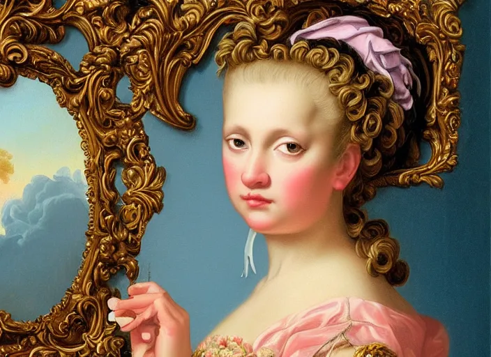 Prompt: baroque rococo painting 🦧 portrait by Greg Hildebrandt high detail elaborate fancy cake