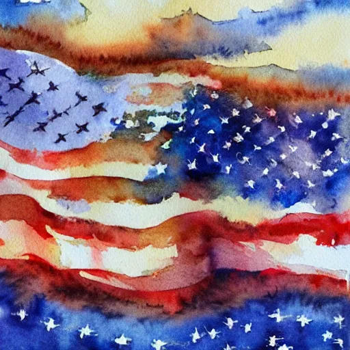 Prompt: America, watercolor painting