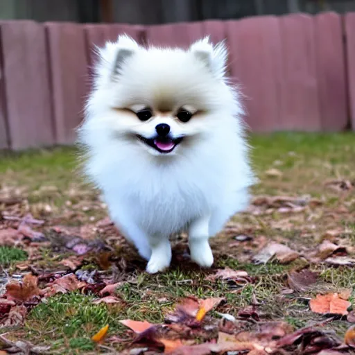 Image similar to a Pomeranian with no legs hopping through clouds, rays of sunshine