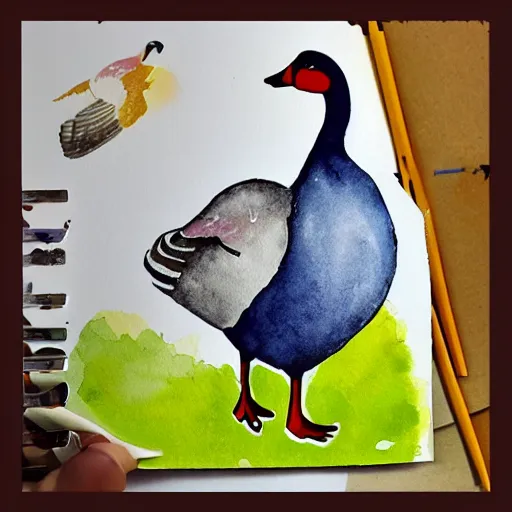 Image similar to cute goose, stylized, full body, watercolour, diecut, sticker