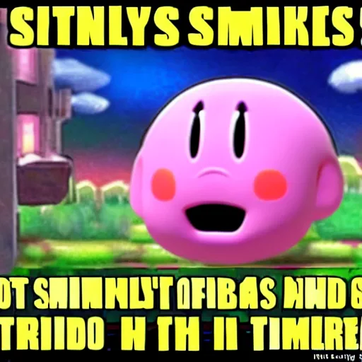 Image similar to kirby smiles as he commits atrocities