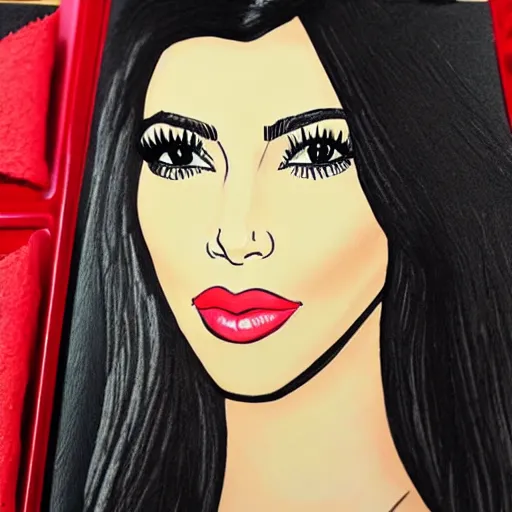 Image similar to Kim Kardashian coloring book picture in wax crayon