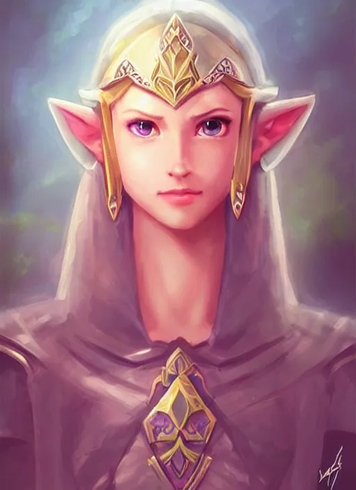 Image similar to beautiful portrait of a gorgeous knight who looks like Princess Zelda , character design by Ross Tran, artgerm detailed, soft lighting