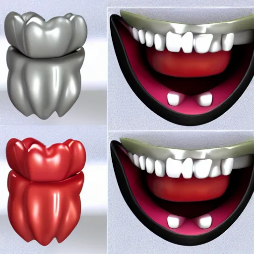 Image similar to poorly rendered 3 d set of teeth