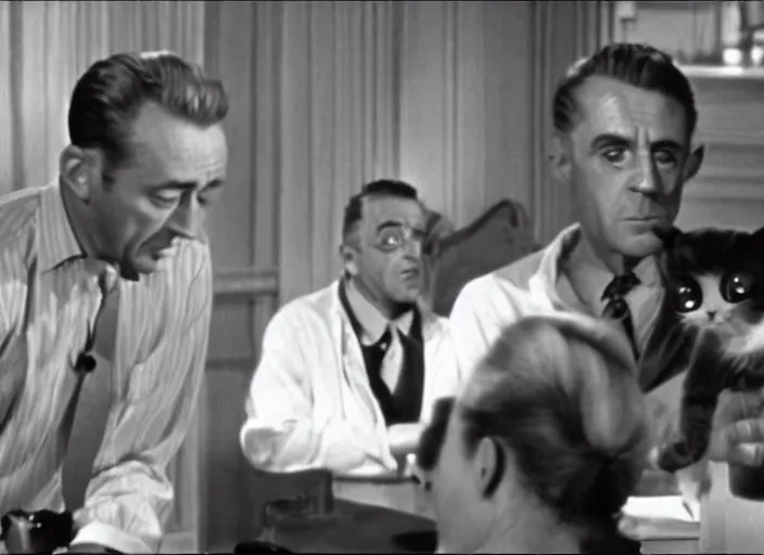 Image similar to littlest pet shop cat in 1 2 angry men ( 1 9 5 7 )