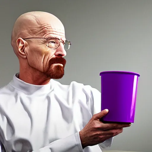 Prompt: walter white drinking a purple liquid in a Styrofoam cup