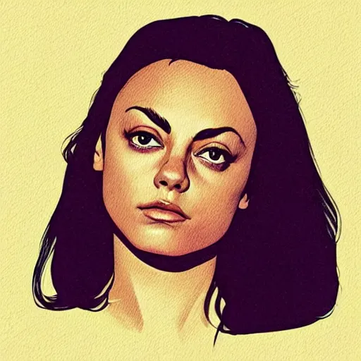 Image similar to “ mila kunis retro minimalist portrait by jean giraud, art of moebius, sharp, smooth face, comic, 8 k ”