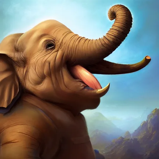 Prompt: A adorable whimsical elephant wearing adventurer's clothing, expressive pose, highly detailed, digital painting, artstation, concept art, smooth, sharp focus, studio light, by Justin Gerard,