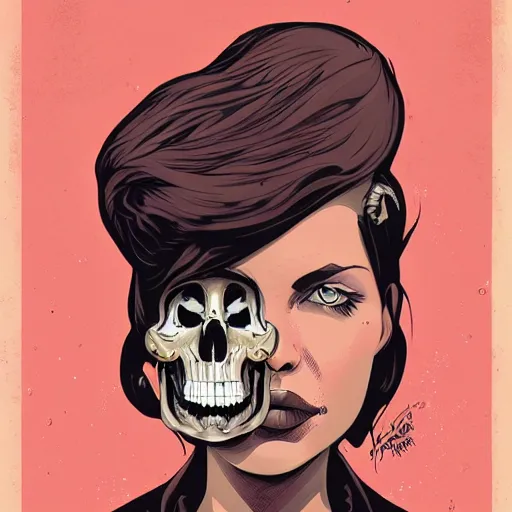 Image similar to portrait skull girl by petros afshar, tom whalen, laurie greasley, jc leyendecker and singer sargent