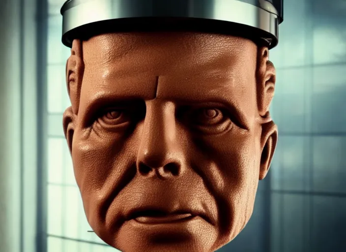 Prompt: film still of nixons head in a jar in the new scifi movie, 4 k