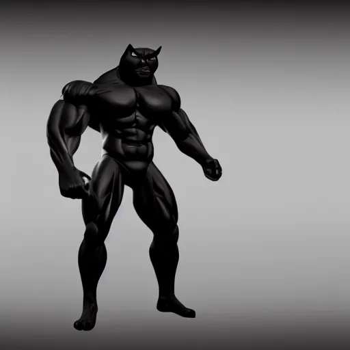 Prompt: a black strong muscular cat, unreal engine 5