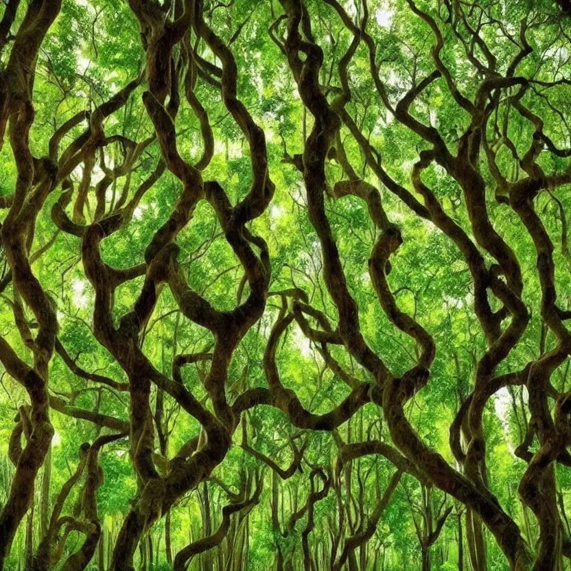 Image similar to beautiful photo of exotic forest with each tree in the shape of female body