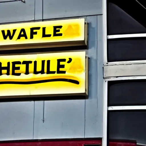 Image similar to waffle house sign, funny jumbled letters