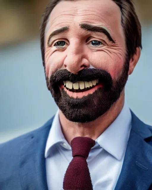 Image similar to santiago abascal as a muppet. highly detailed felt. hyper real photo. 4 k.