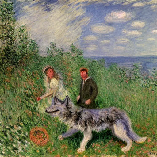 Image similar to midsommar werewolf by claude monet