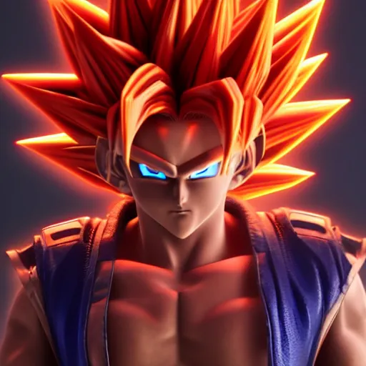 Prompt: Cyberpunk super saiyan Goku, unreal engine, octane render, intracite detail