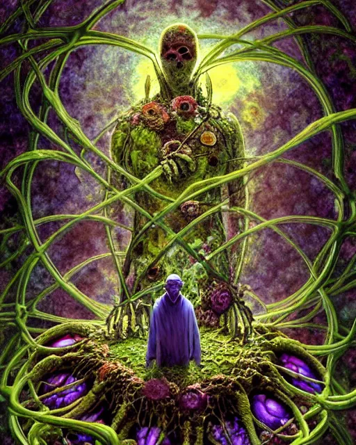 Prompt: the platonic ideal of flowers, rotting, insects and praying of cletus kasady carnage thanos dementor doctor manhattan chtulu mandelbulb studio ghibli lichen mandala bioshock davinci the witcher, d & d, fantasy, ego death, decay, dmt, psilocybin, art by anders zorn and william ekgren