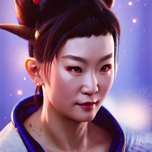 Image similar to portrait of chun li, au naturel, hyper detailed, digital art, trending in artstation, cinematic lighting, studio quality, smooth render, unreal engine 5 rendered, octane rendered, art style by klimt and nixeu and ian sprigger and wlop and krenz cushart.