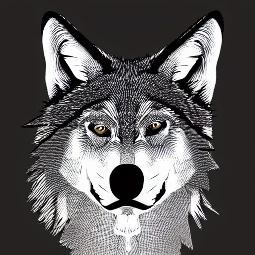 Prompt: retard wolf portrait, pop ar cartoon style