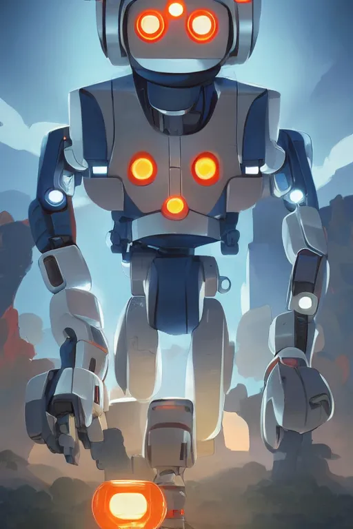 Image similar to metabots medabots medarotto medarot robot minimalist comics, behance hd by jesper ejsing, by rhads, makoto shinkai and lois van baarle, ilya kuvshinov, rossdraws global illumination ray tracing hdr radiating a glowing aura