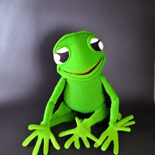 Prompt: pepe frog puppet from the jim henson company