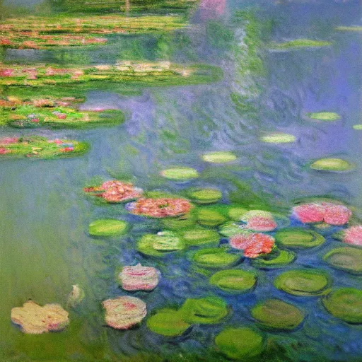 Image similar to a painting by monet ( ( ( tetris ) ) )